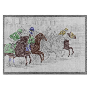 Win Place Show Race Horses Cutting Board