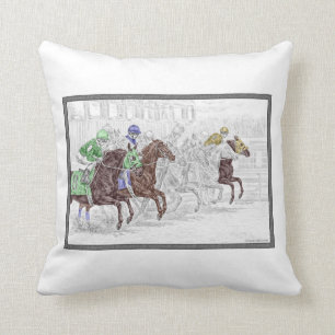 Win Place Show Race Horses Throw Pillow