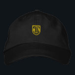 Win Printed Black Adjustable Snapback Motivational Embroidered Hat<br><div class="desc">Introducing our Win Text Cap is super comfortable fit,  Look sharp and stylish Trucker Hat! 

Say hello to your new favourite hat! Personalize your cap today! This Win text is one of Motivational Hat or Cap.

Colour of the Text: Goldenrod

Text Size: 58</div>