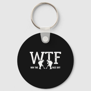 Win The Face Off Lacrosse Player Mom Dad Coach  Keychain