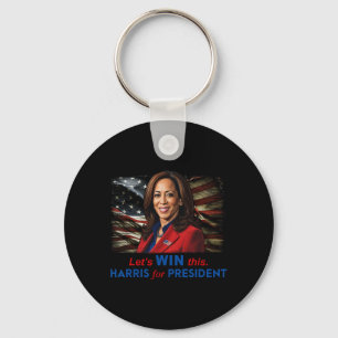 Win This Harris For President Kamala Harris 2024 V Keychain