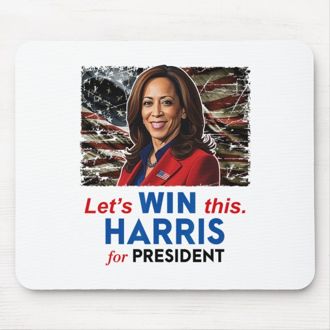 Win This Harris For President Kamala Harris 2024 V Mouse Pad (Front)