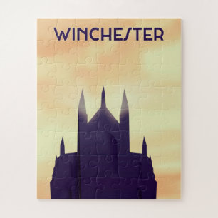 Winchester Cathedral travel poster poster print Jigsaw Puzzle