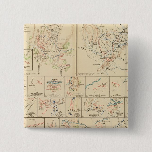 Winchester, Cedar Run, Port Republic, Va 2 Inch Square Button (Front)