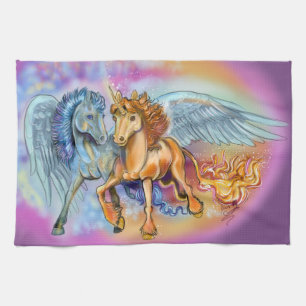 Wind and Flame, Pegasus and Unicorn Kitchen Towel