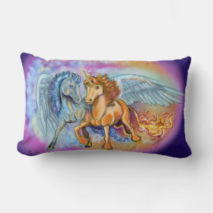 Wind and Flame, Pegasus and Unicorn Lumbar Pillow