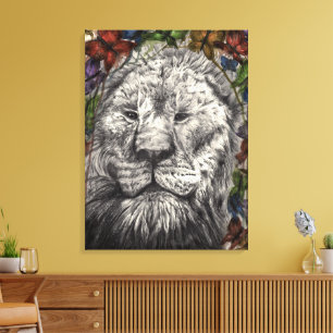 Wind Beneath My Wings Lion Butterflies Animal Art Canvas Print