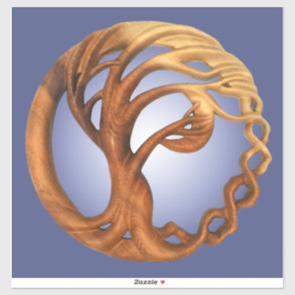 Wind Blown Tree & Crescent Moon Wood Carving