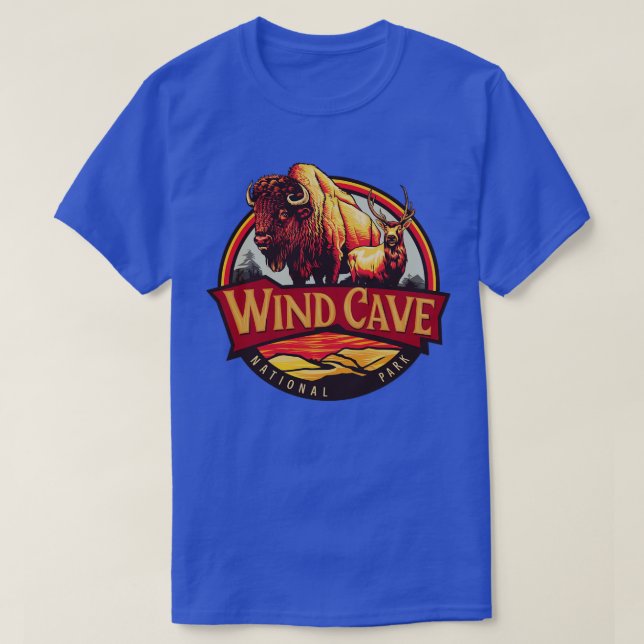 Wind Cave National Park Bison and Elk T-Shirt (Design Front)