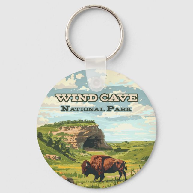 Wind Cave National Park Bison South Dakota Keychain (Front)