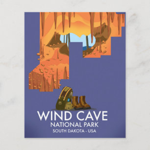Wind Cave National Park hiking travel poster.