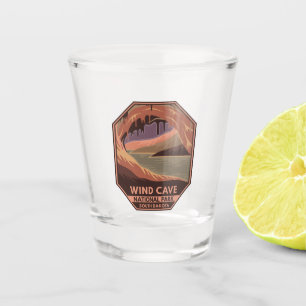 Wind Cave National Park Minimal Retro Emblem Shot Glass