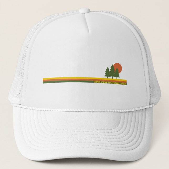 Wind Cave National Park Pine Trees Sun Trucker Hat (Front)