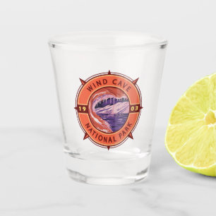 Wind Cave National Park Retro Compass Emblem Shot Glass