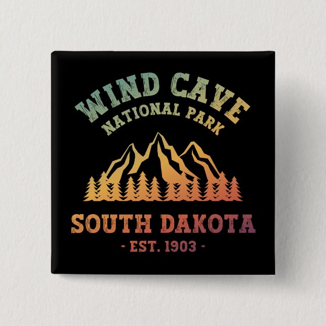 Wind Cave National Park South Dakota 2 Inch Square Button (Front)
