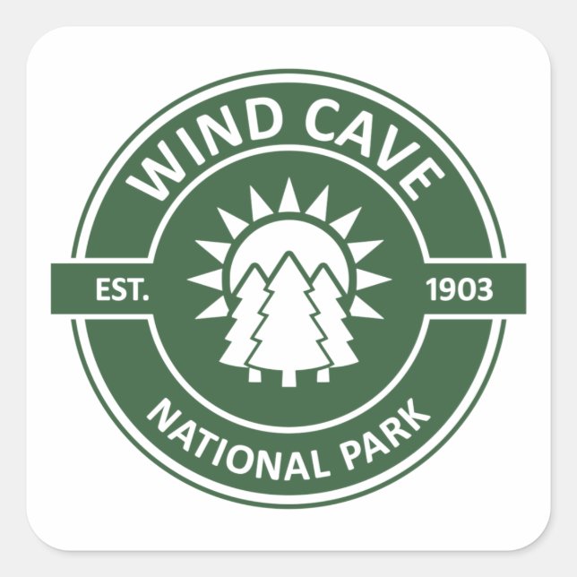 Wind Cave National Park Sun Trees Square Sticker (Front)