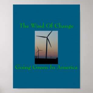 Wind Change Go Green Illustration Poster