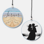 Wind Chime<br><div class="desc">Dusty Blue Beach Wedding 2 Hearts in the Sand Wedding Newlywed, wedding, anniversary gift</div>