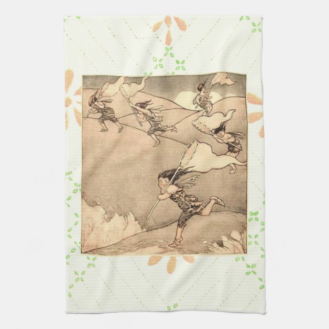Wind Faeries Catching Wind Kitchen Towel (Vertical)