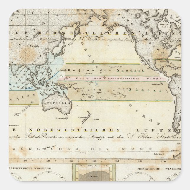 Wind Map of Earth Square Sticker (Front)