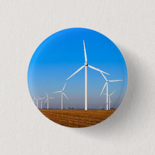 Wind Mill Landscape 1 Inch Round Button