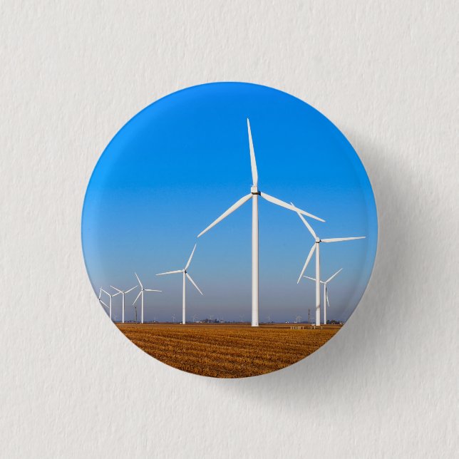 Wind Mill Landscape 1 Inch Round Button (Front)