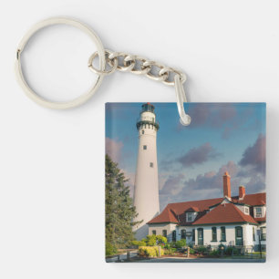 Wind Point Lighthouse on Lake Michigan Keychain