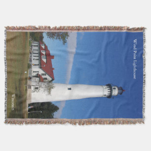 Wind Point Lighthouse woven blanket