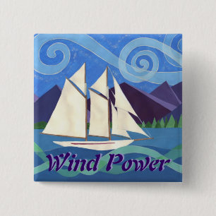 Wind Power 2 Inch Square Button