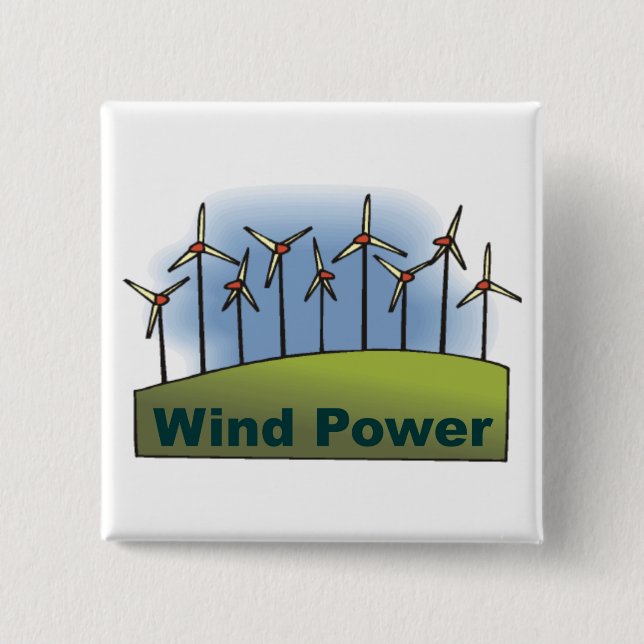 Wind Power 2 Inch Square Button (Front)