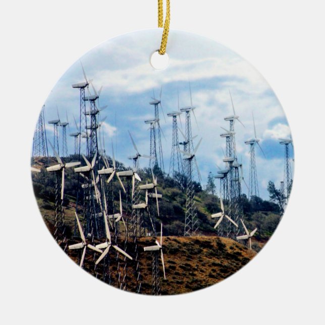 Wind Power 3  Mojave Tehachapi Wind Farm Ceramic Ornament (Front)