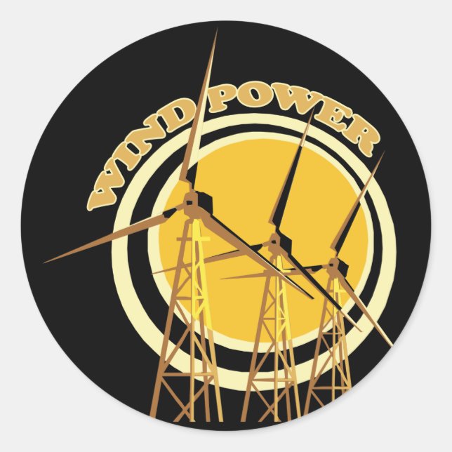 Wind Power Classic Round Sticker (Front)