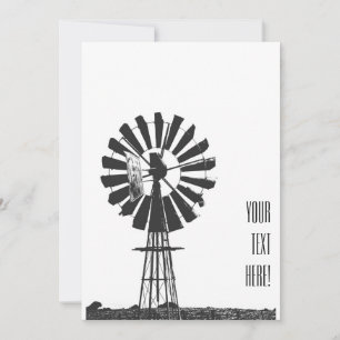 Wind Pump Farm Sketch All Purpose Invitation Card