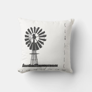 Wind-pump silhouette pillow