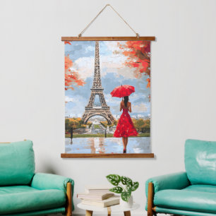 Wind Romance Paris Chic Walk Hanging Tapestry