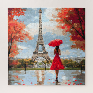 Wind Romance Paris Chic Walk Jigsaw Puzzle