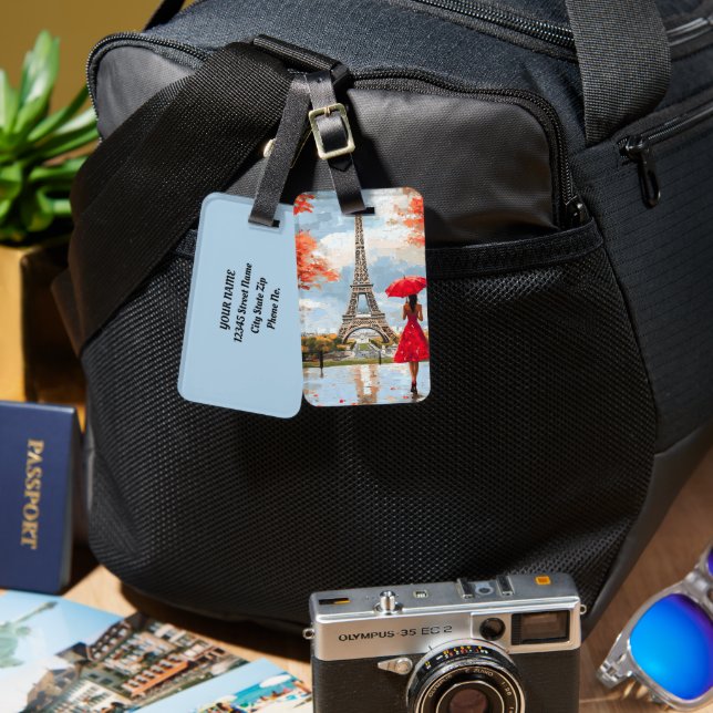 Wind Romance Paris Chic Walk Luggage Tag (Front & Back)