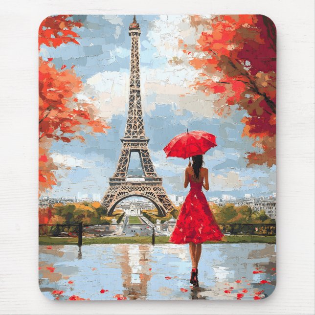 Wind Romance Paris Chic Walk Mouse Pad (Front)