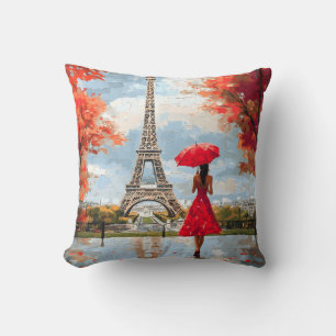 Wind Romance Paris Chic Walk Throw Pillow