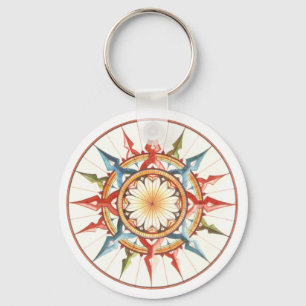 wind rose, compass keychain