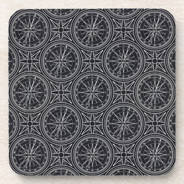 Wind Rose Compass Pattern Coaster (Front)