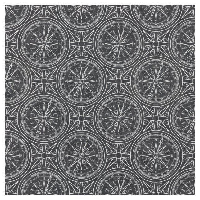 Wind Rose Compass Pattern Fabric (Close Up)