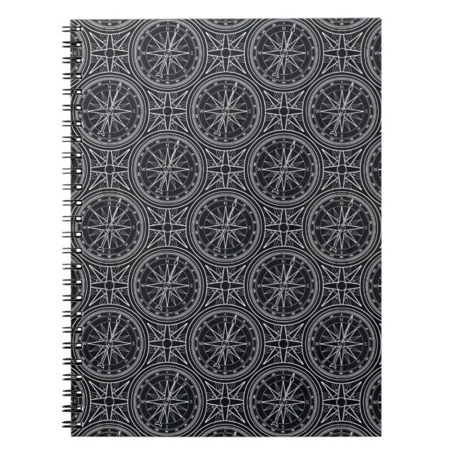 Wind Rose Compass Pattern Notebook (Front)