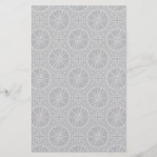 Wind Rose Compass Pattern Stationery (Front)