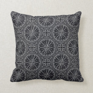 Wind Rose Compass Pattern Throw Pillow