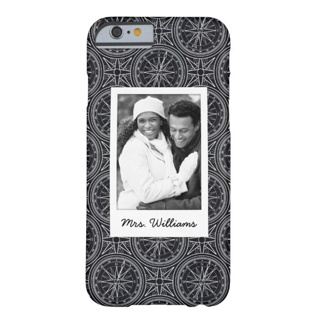Wind Rose Compass Pattern | Your Photo & Name Case-Mate iPhone Case (Back)