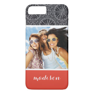 Wind Rose Compass Pattern   Your Photo & Name iPhone 8 Plus/7 Plus Case