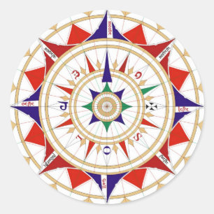 Wind Rose Compass Rose by Jorge de Aguiar in 1492 Classic Round Sticker
