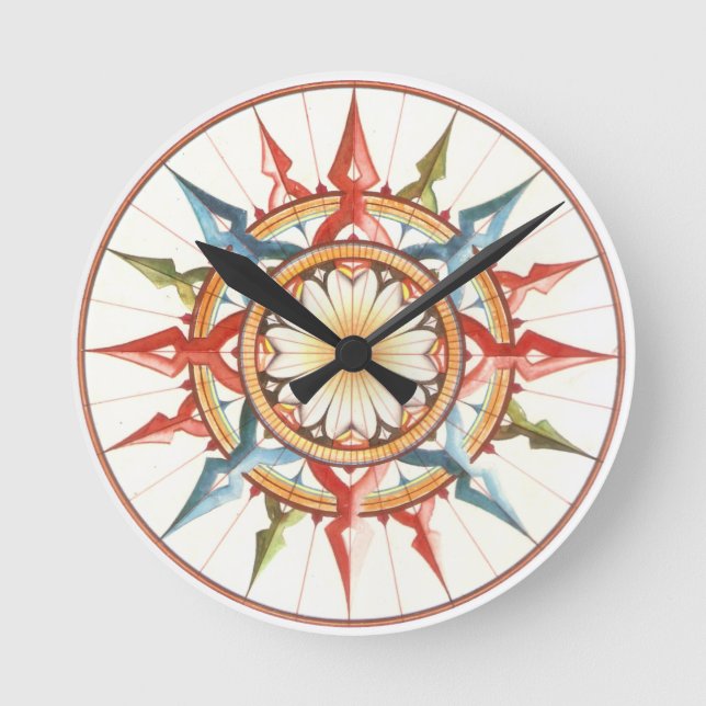 Wind rose round clock (Front)