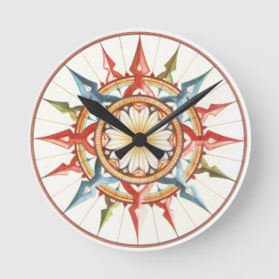 Wind rose round clock
